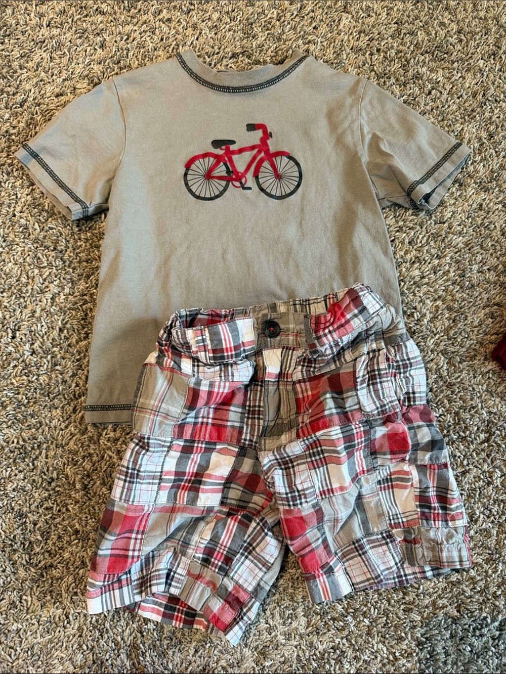 Janie and Jack Gray Tee with Red Bicycle Graphic